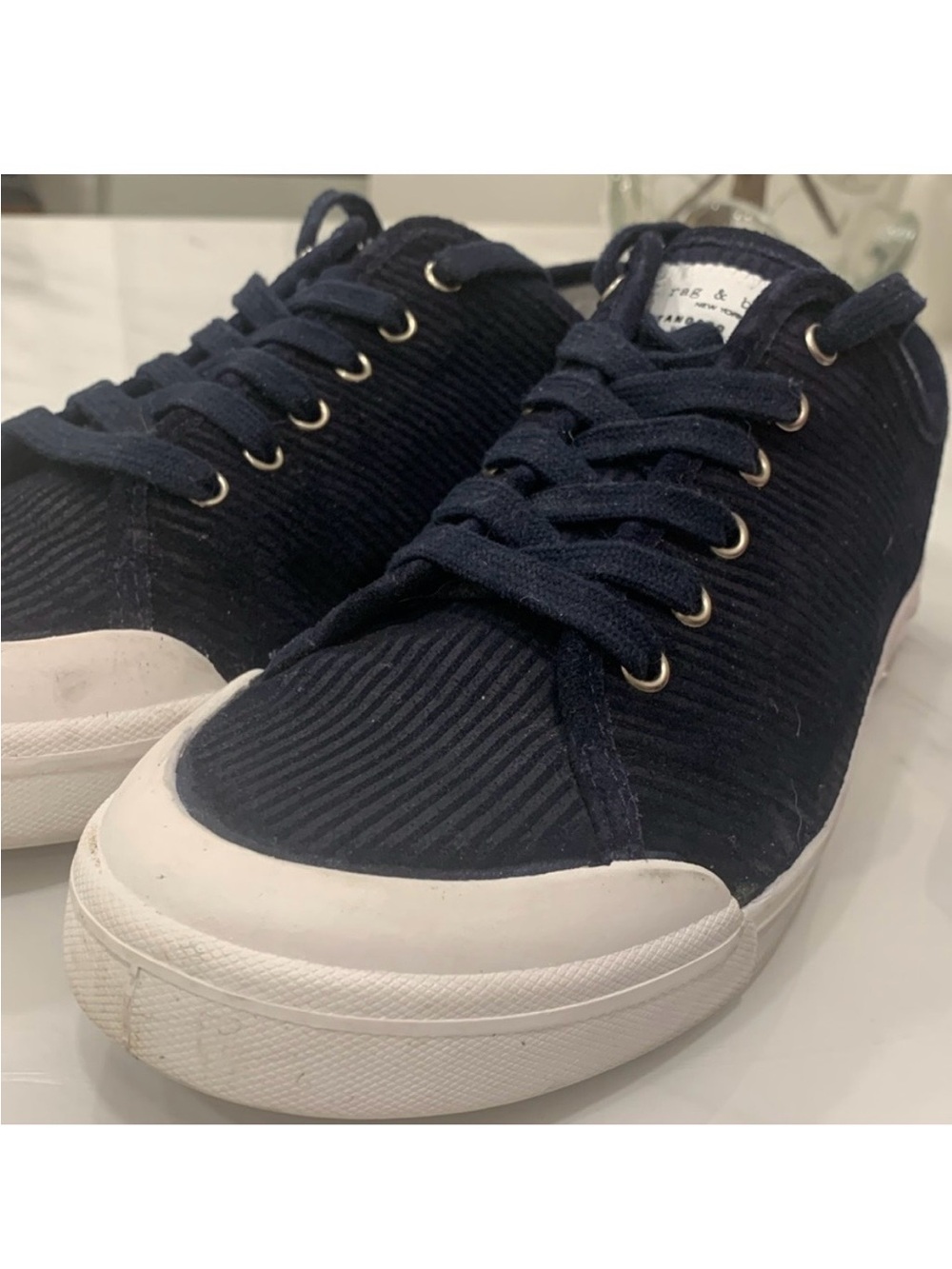 rag & bone Navy Corduroy Low-Top Sneakers EUR 40/ US 9